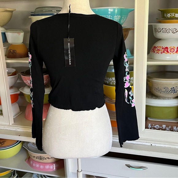 Dollskill Delia’s Butterfly Long Sleeve Glitter Top - Size Small - Picture 4 of 11